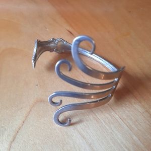 Vintage Upcycled Sterling Silver Fork Cuff Bracelet